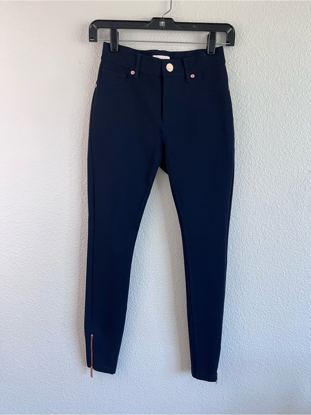 Ted Baker London Women's Navy Ponte Stretch Skinny Ankle Zip Pants Mid Rise
